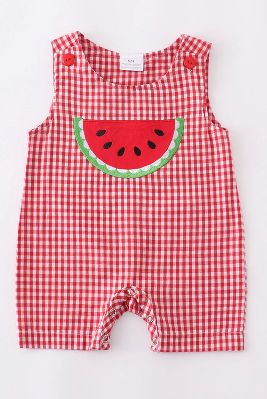 Watermelon Gingham Romper